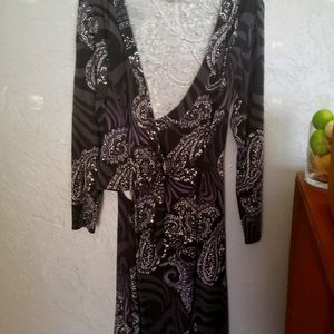 Paisley Print Wrap Dress